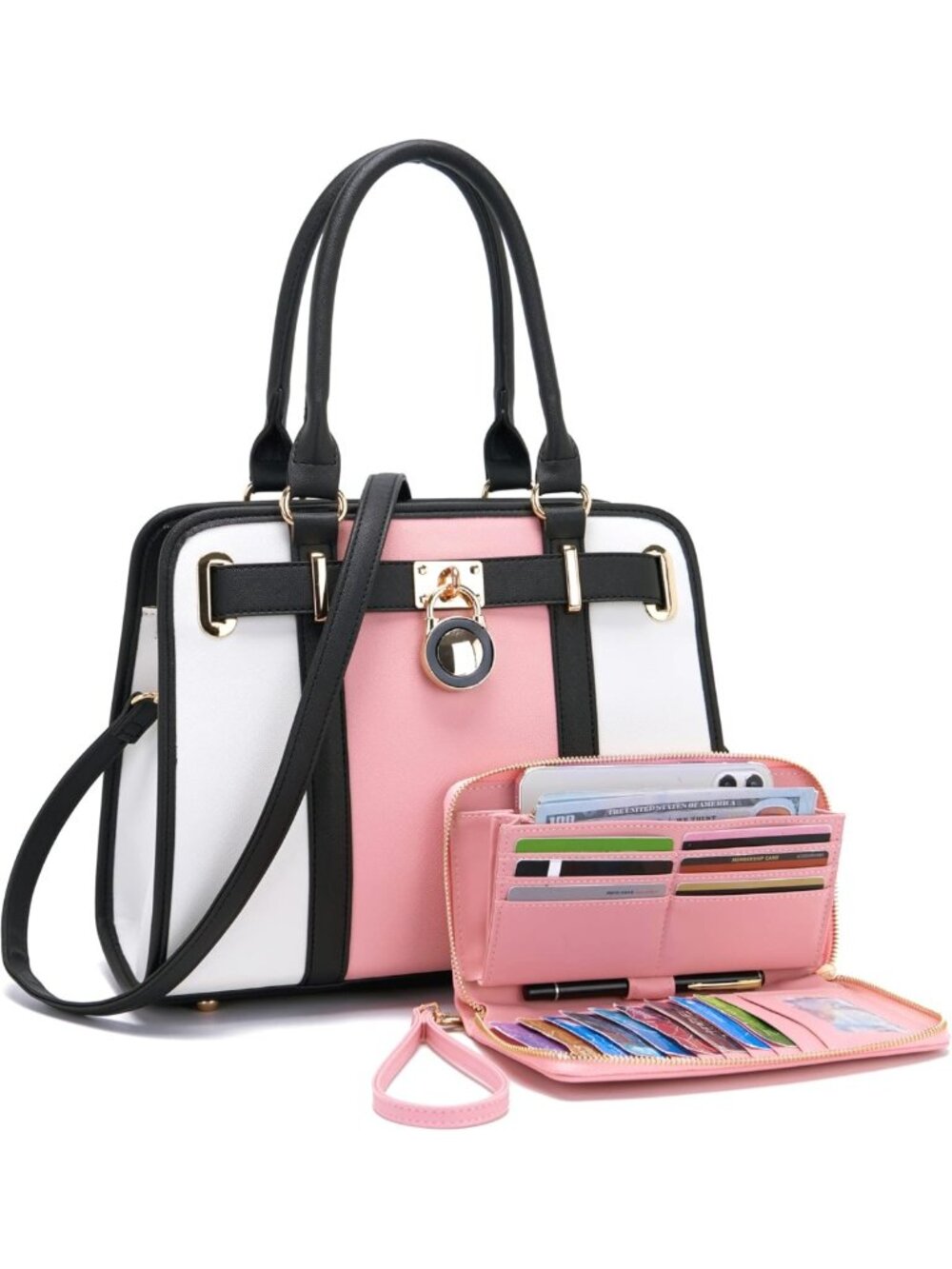 Stylish Women's Handbag Set - Shoulder Bag, Tote & Matching Wallet - 2pcs